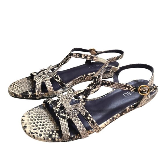 Vaneli Gray Snake Print Leather Braided Slingback Open Toe Sandals Sz 8S - Picture 1 of 9